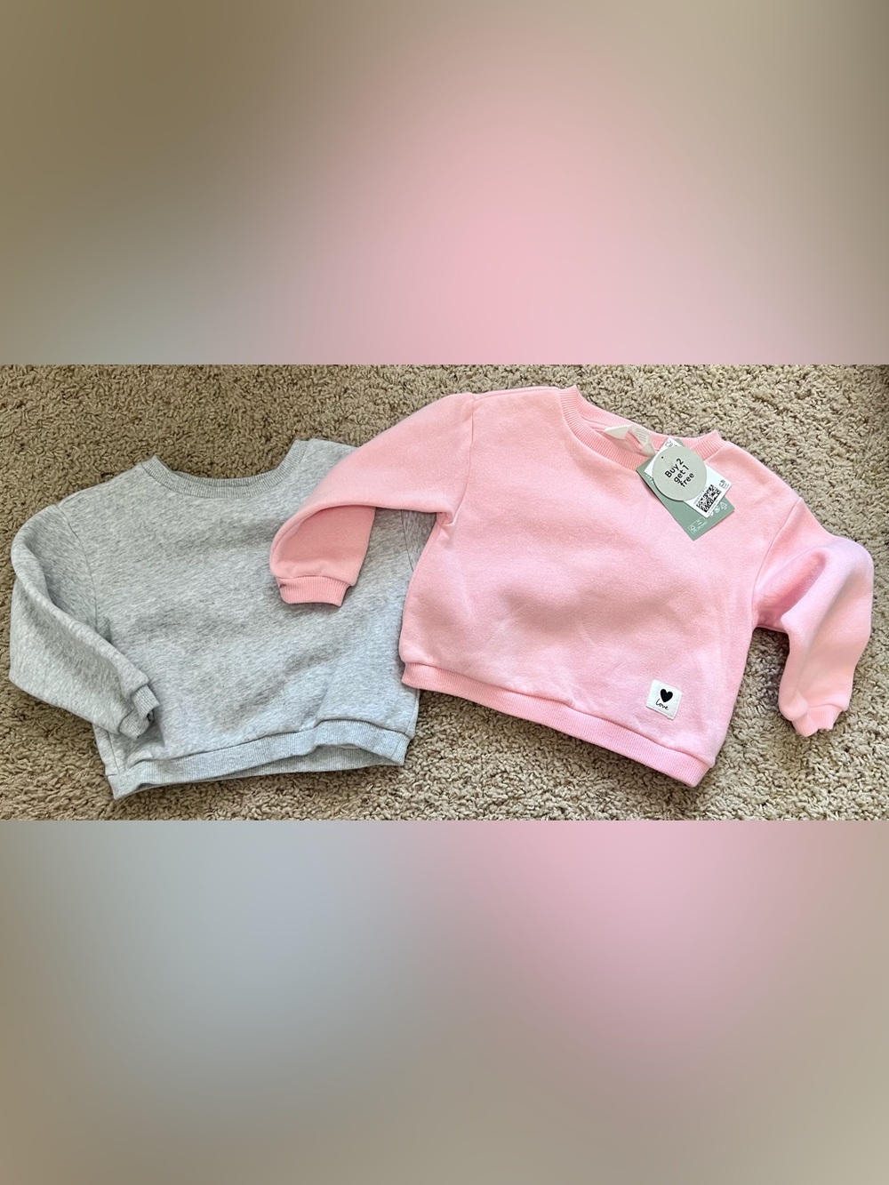 H&M Toddler Girl Pink and Heather Gray Sweatshirt Set